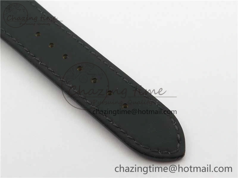 Excellence Panorama Date Moon Phase SS V9F Black Dial on Black Leather Strap A100
