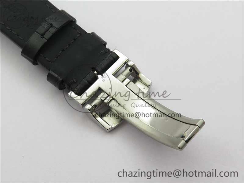 Excellence Panorama Date Moon Phase SS V9F Black Dial on Black Leather Strap A100