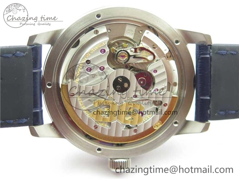 Excellence Panorama Date Moon Phase SS V9F Blue Dial on Blue Leather Strap A100