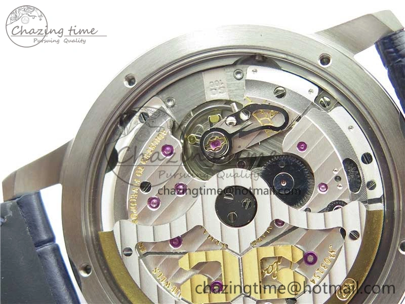 Excellence Panorama Date Moon Phase SS V9F Blue Dial on Blue Leather Strap A100