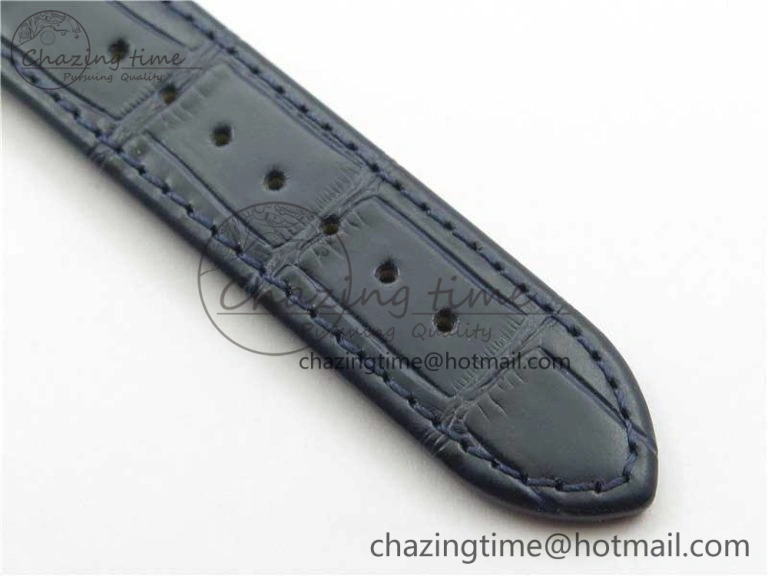 Excellence Panorama Date Moon Phase SS V9F Blue Dial on Blue Leather Strap A100