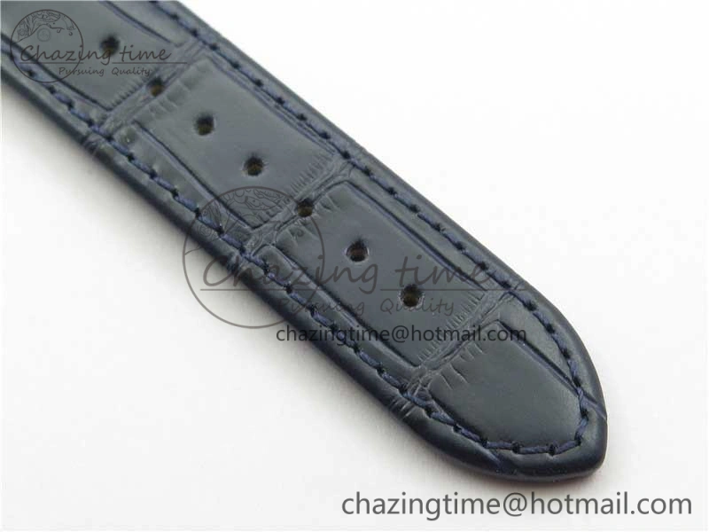 Excellence Panorama Date Moon Phase SS V9F Blue Dial on Blue Leather Strap A100