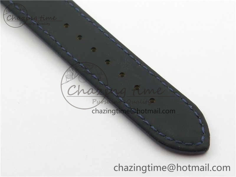 Excellence Panorama Date Moon Phase SS V9F Blue Dial on Blue Leather Strap A100