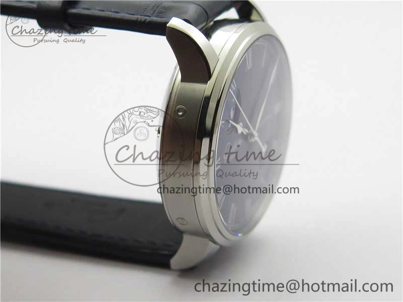 Excellence Panorama Date Moon Phase SS V9F Blue Dial on Blue Leather Strap A100
