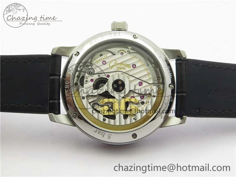 Excellence Panorama Date Moon Phase SS V9F White Dial on Black Leather Strap A100