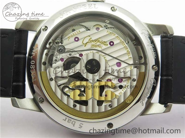 Excellence Panorama Date Moon Phase SS V9F White Dial on Black Leather Strap A100