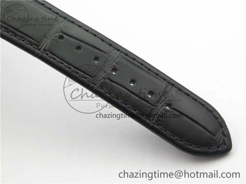 Excellence Panorama Date Moon Phase SS V9F White Dial on Black Leather Strap A100