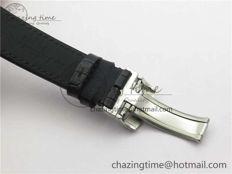 Excellence Panorama Date Moon Phase SS V9F White Dial on Black Leather Strap A100