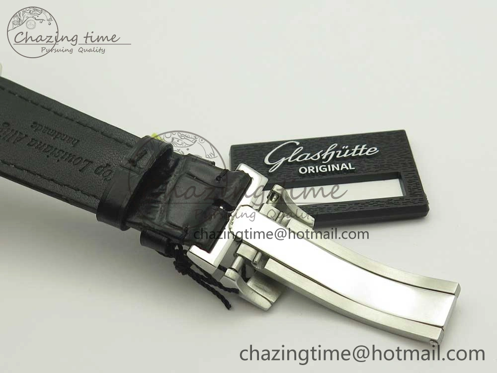 Excellence Panorama Date SS ETCF Blue Dial on Black Leather Strap A100