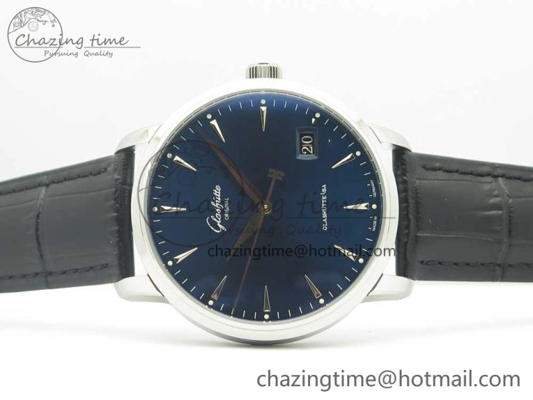 Excellence Panorama Date SS ETCF Blue Dial on Black Leather Strap A100
