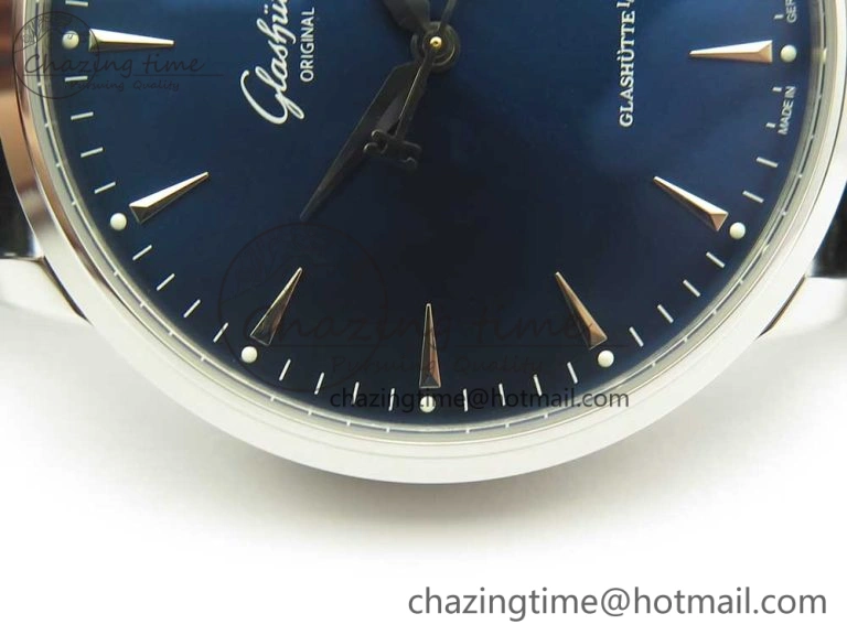 Excellence Panorama Date SS ETCF Blue Dial on Black Leather Strap A100