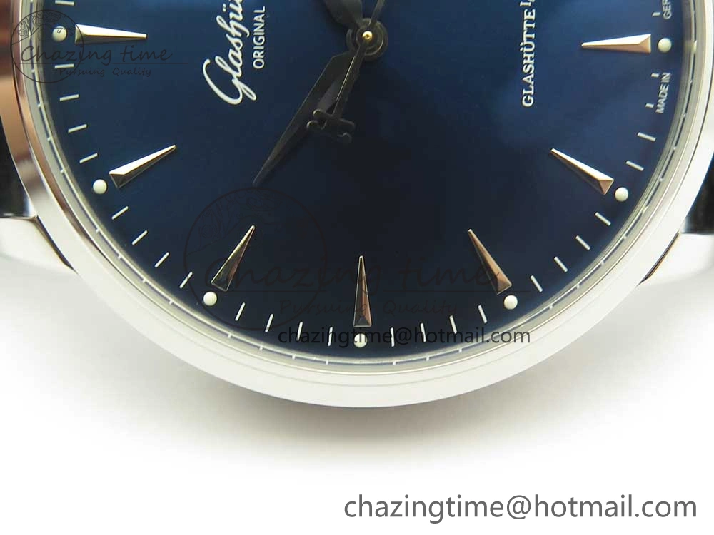 Excellence Panorama Date SS ETCF Blue Dial on Black Leather Strap A100