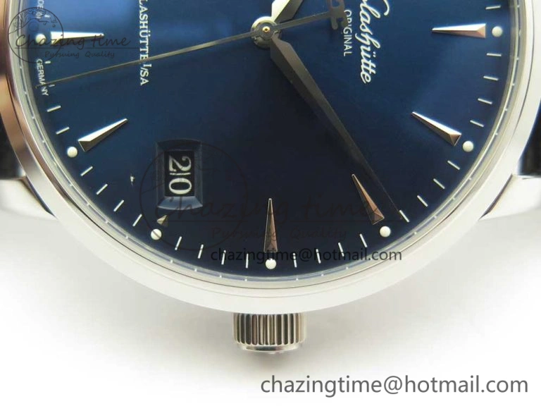 Excellence Panorama Date SS ETCF Blue Dial on Black Leather Strap A100