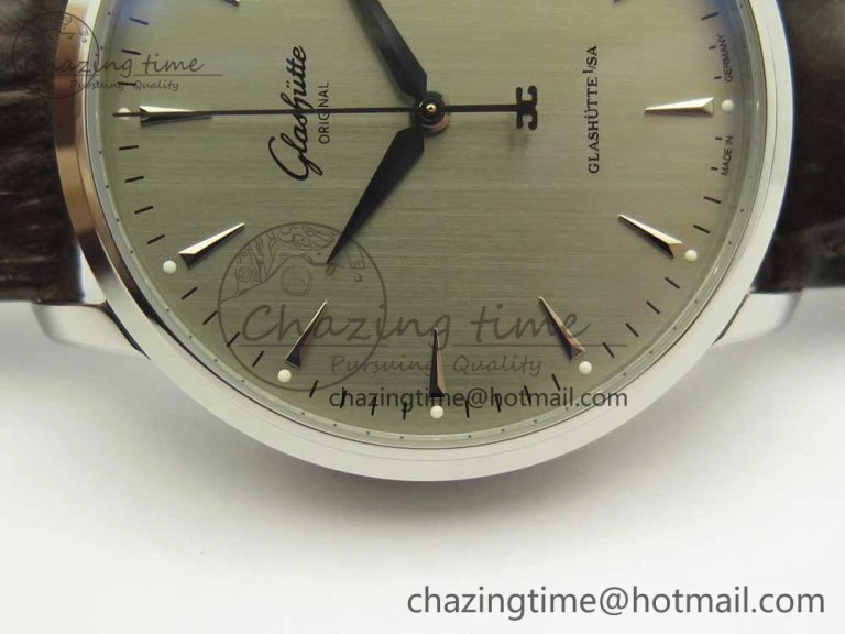 Excellence Panorama Date SS ETCF Gray Dial on Brown Leather Strap A100