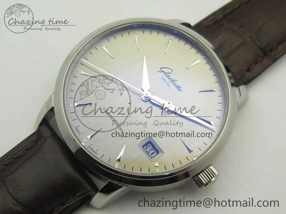 Excellence Panorama Date SS ETCF Gray Dial on Brown Leather Strap A100
