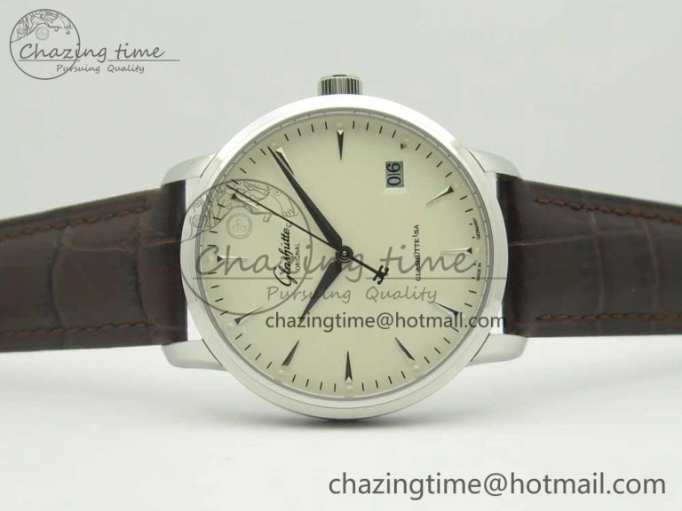 Excellence Panorama Date SS ETCF White Dial on Brown Leather Strap A100