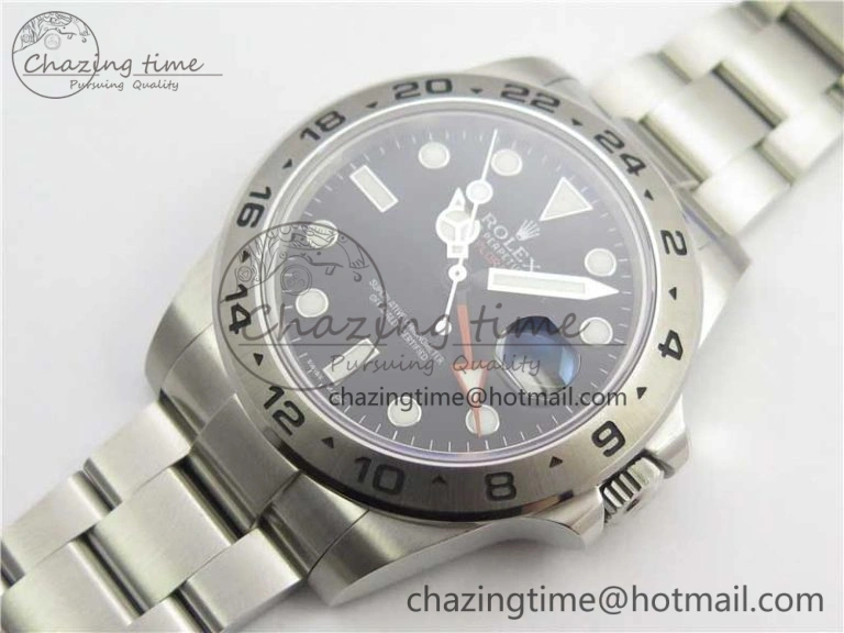 Explorer II 42mm 216570 Black 904L SS GMF 1:1 Best Edition Black Dial on Bracelet A3186 (Correct Hand Stack)