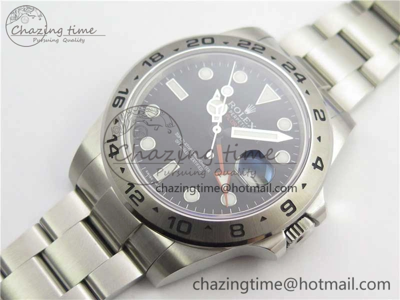 Explorer II 42mm 216570 Black 904L SS GMF 1:1 Best Edition Black Dial on Bracelet A3186 (Correct Hand Stack)