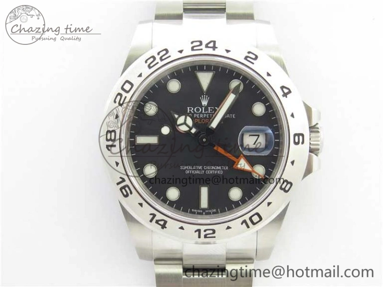 Explorer II 42mm 216570 Black 904L SS GMF 1:1 Best Edition Black Dial on Bracelet A3186 (Correct Hand Stack)