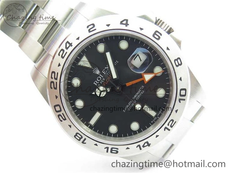 Explorer II 42mm 216570 Black 904L SS GMF 1:1 Best Edition Black Dial on Bracelet A3186 (Correct Hand Stack)