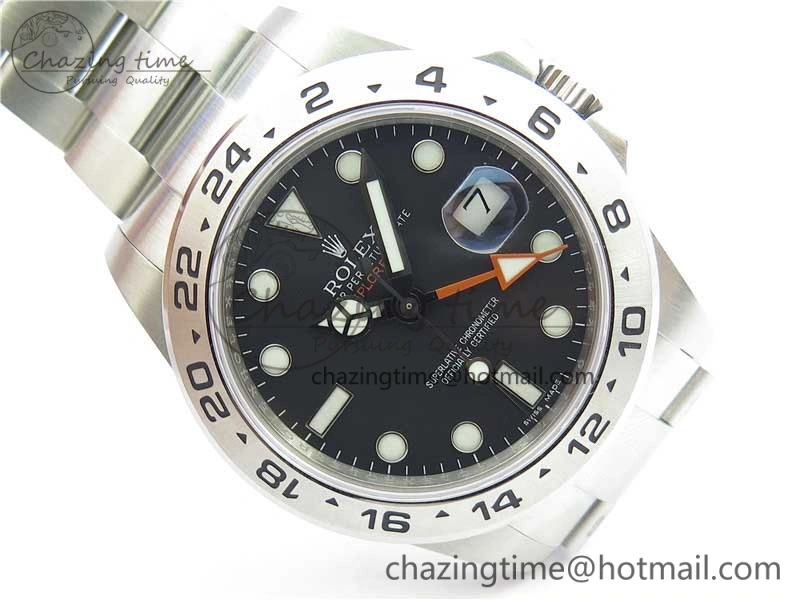 Explorer II 42mm 216570 Black 904L SS GMF 1:1 Best Edition Black Dial on Bracelet A3186 (Correct Hand Stack)