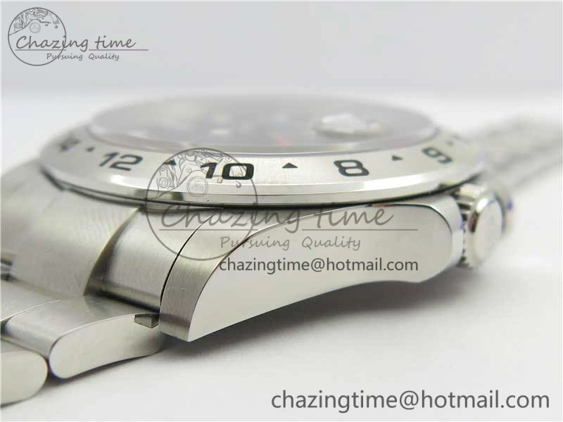 Explorer II 42mm 216570 Black 904L SS GMF 1:1 Best Edition Black Dial on Bracelet A3186 (Correct Hand Stack)