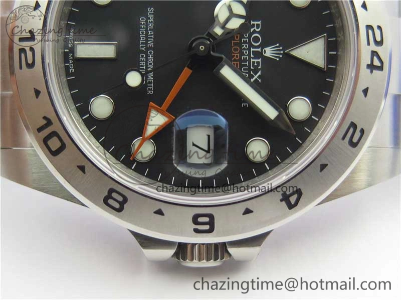 Explorer II 42mm 216570 Black 904L SS GMF 1:1 Best Edition Black Dial on Bracelet A3186 (Correct Hand Stack)