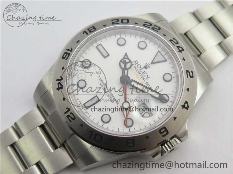 Explorer II 42mm 216570 Black 904L SS GMF 1:1 Best Edition White Dial on Bracelet A3186 (Correct Hand Stack)