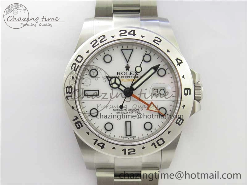 Explorer II 42mm 216570 Black 904L SS GMF 1:1 Best Edition White Dial on Bracelet A3186 (Correct Hand Stack)