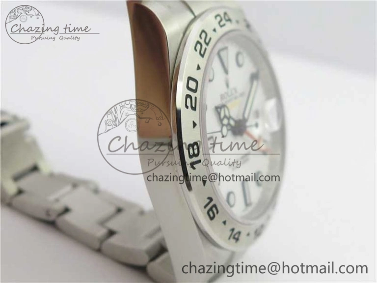 Explorer II 42mm 216570 Black 904L SS GMF 1:1 Best Edition White Dial on Bracelet A3186 (Correct Hand Stack)