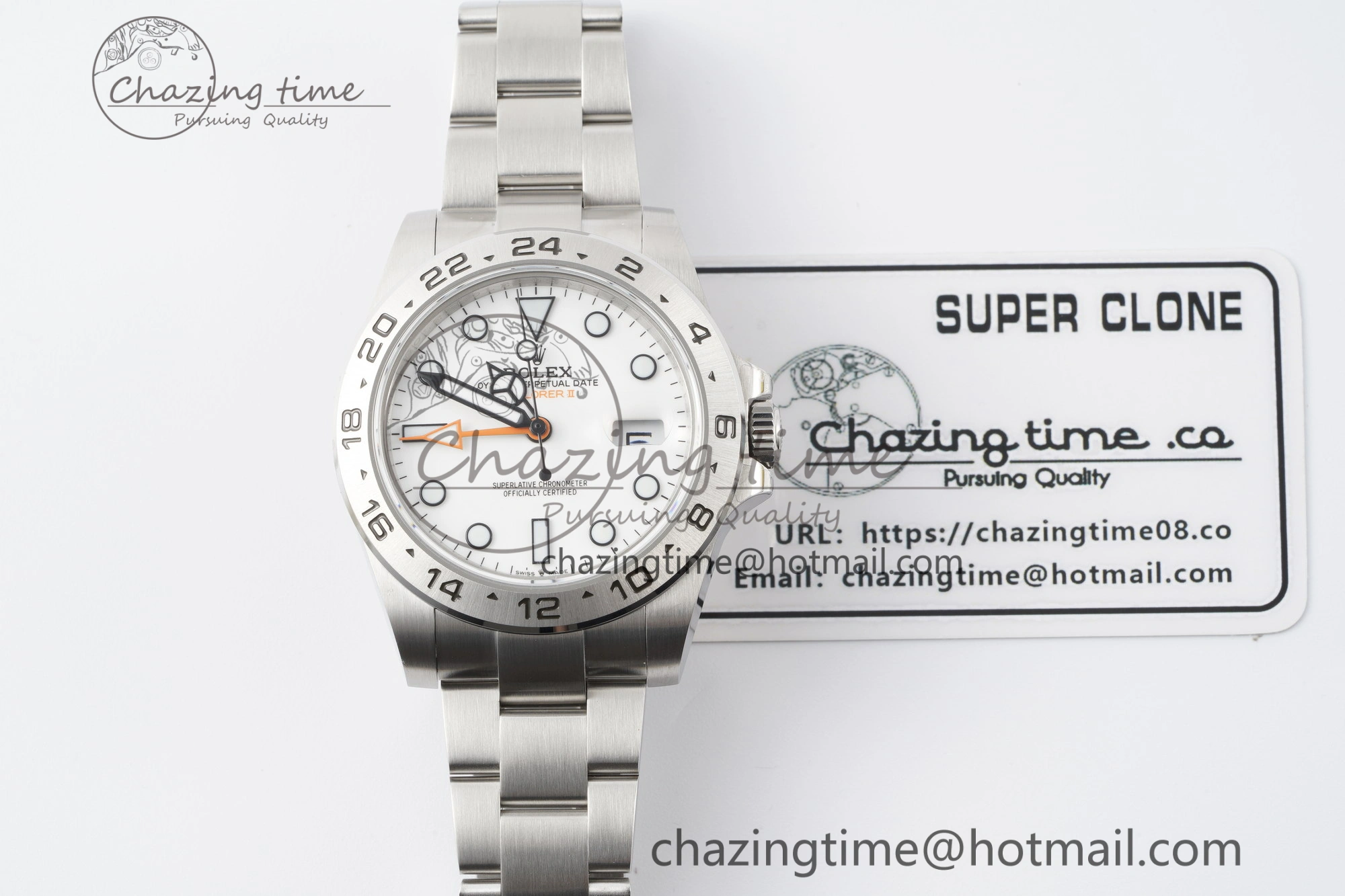 Explorer II 42mm 216570 Black 904L SS JDF 1:1 Best Edition White Dial on Bracelet VR3285 CHS V4
