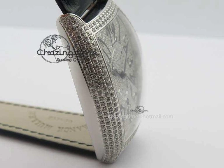 FM SS Diamond Case Best Edition Diamond Dial On Black Leather Strap SEIKO NH05A