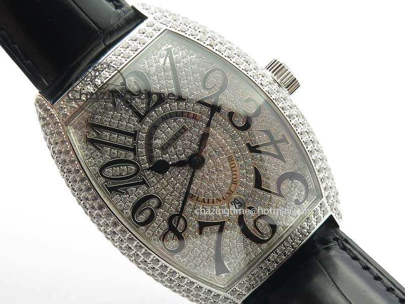 FM SS Diamond Case Best Edition Diamond Dial On Black Leather Strap SEIKO NH05A