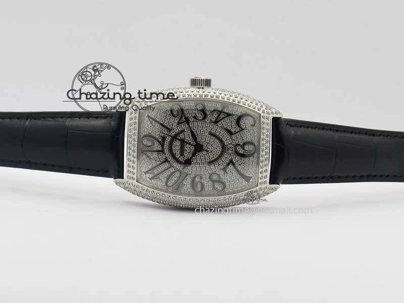 FM SS Diamond Case Best Edition Diamond Dial On Black Leather Strap SEIKO NH05A