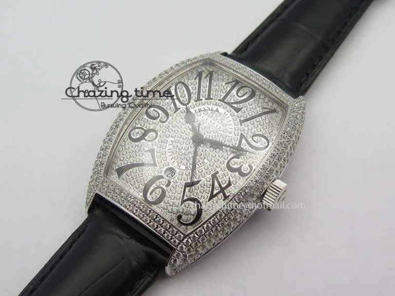 FM SS Diamond Case Best Edition Diamond Dial On Black Leather Strap SEIKO NH05A