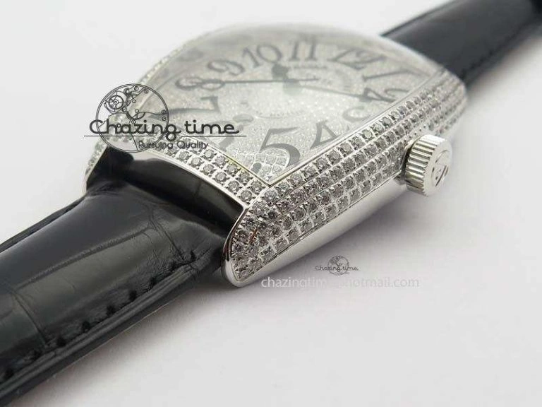 FM SS Diamond Case Best Edition Diamond Dial On Black Leather Strap SEIKO NH05A