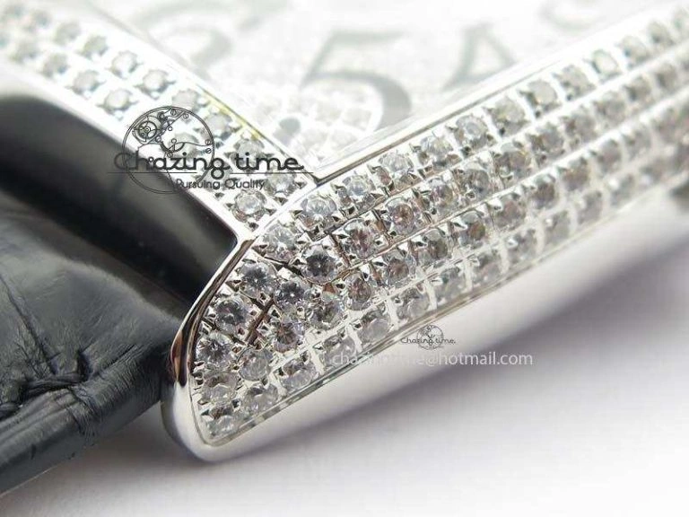 FM SS Diamond Case Best Edition Diamond Dial On Black Leather Strap SEIKO NH05A