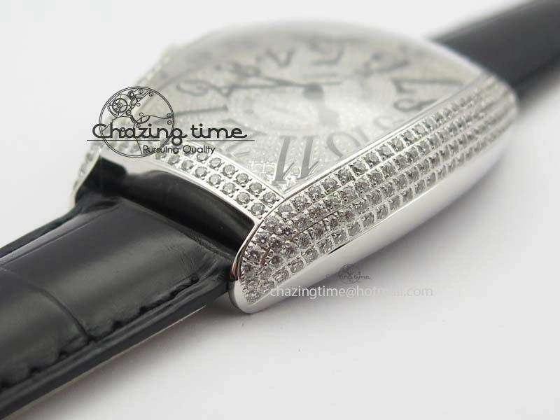 FM SS Diamond Case Best Edition Diamond Dial On Black Leather Strap SEIKO NH05A