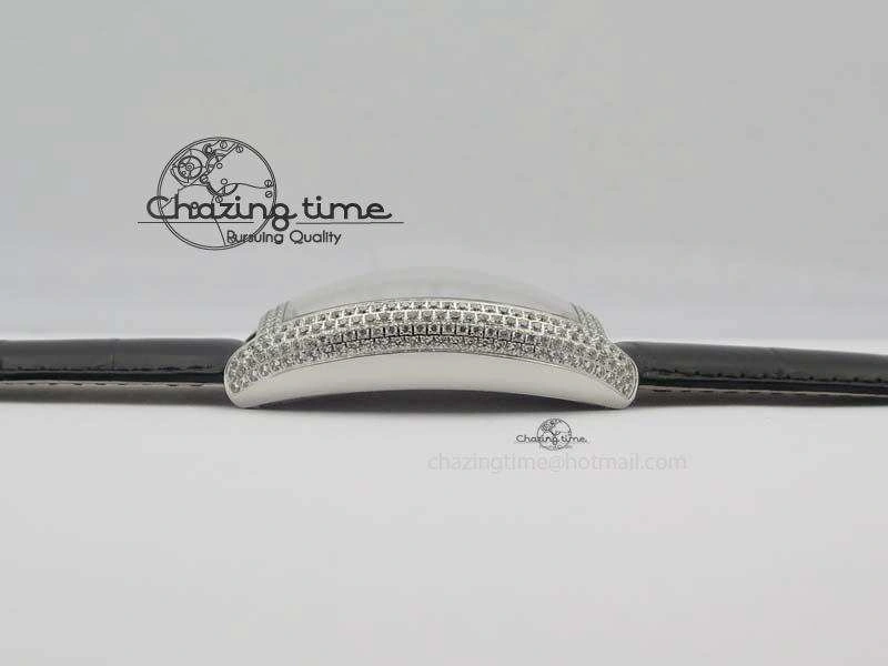 FM SS Diamond Case Best Edition Diamond Dial On Black Leather Strap SEIKO NH05A