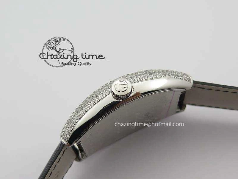 FM SS Diamond Case Best Edition Diamond Dial On Black Leather Strap SEIKO NH05A