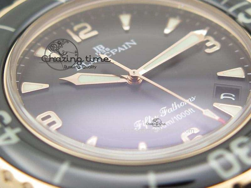 Fifty Fathoms 1:1 Noob Best Edition RG Black Dial on Sail-canvas Strap A2836