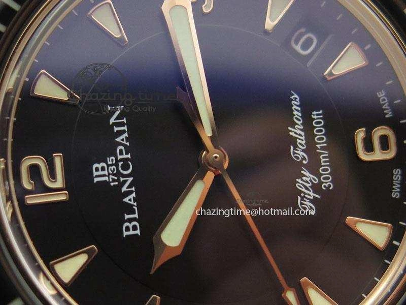 Fifty Fathoms 1:1 Noob Best Edition RG Black Dial on Sail-canvas Strap A2836