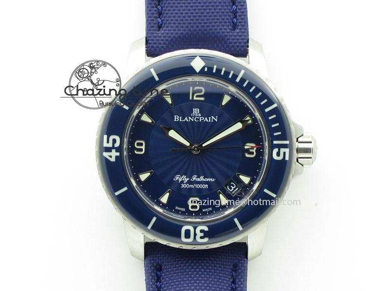 Fifty Fathoms 1:1 Noob Best Edition SS Blue Dial on Canvas Strap A2836