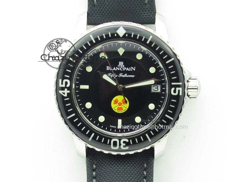 Fifty Fathoms 1:1 Noob Best Edition SS “No Radiation” Dial on Canvas Strap A2836