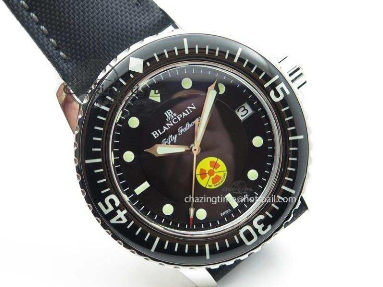 Fifty Fathoms 1:1 Noob Best Edition SS “No Radiation” Dial on Canvas Strap A2836