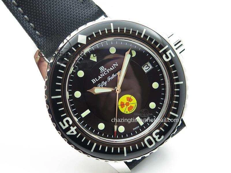 Fifty Fathoms 1:1 Noob Best Edition SS “No Radiation” Dial on Canvas Strap A2836