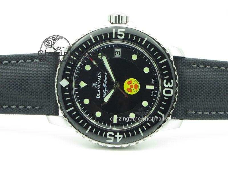 Fifty Fathoms 1:1 Noob Best Edition SS “No Radiation” Dial on Canvas Strap A2836