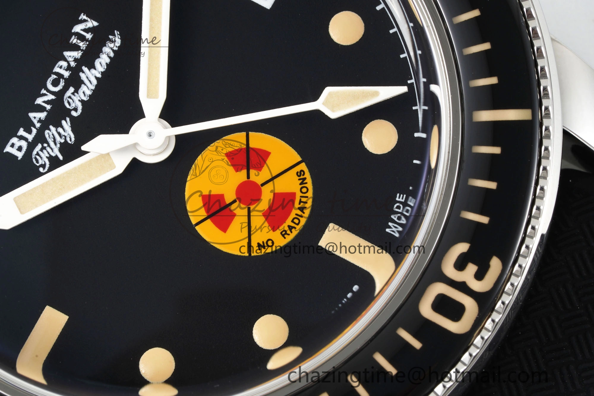 Fifty Fathoms 5008D No Rad SS 1:1 GSF Best Edition Black Dial on Black Rubber Strap A1151