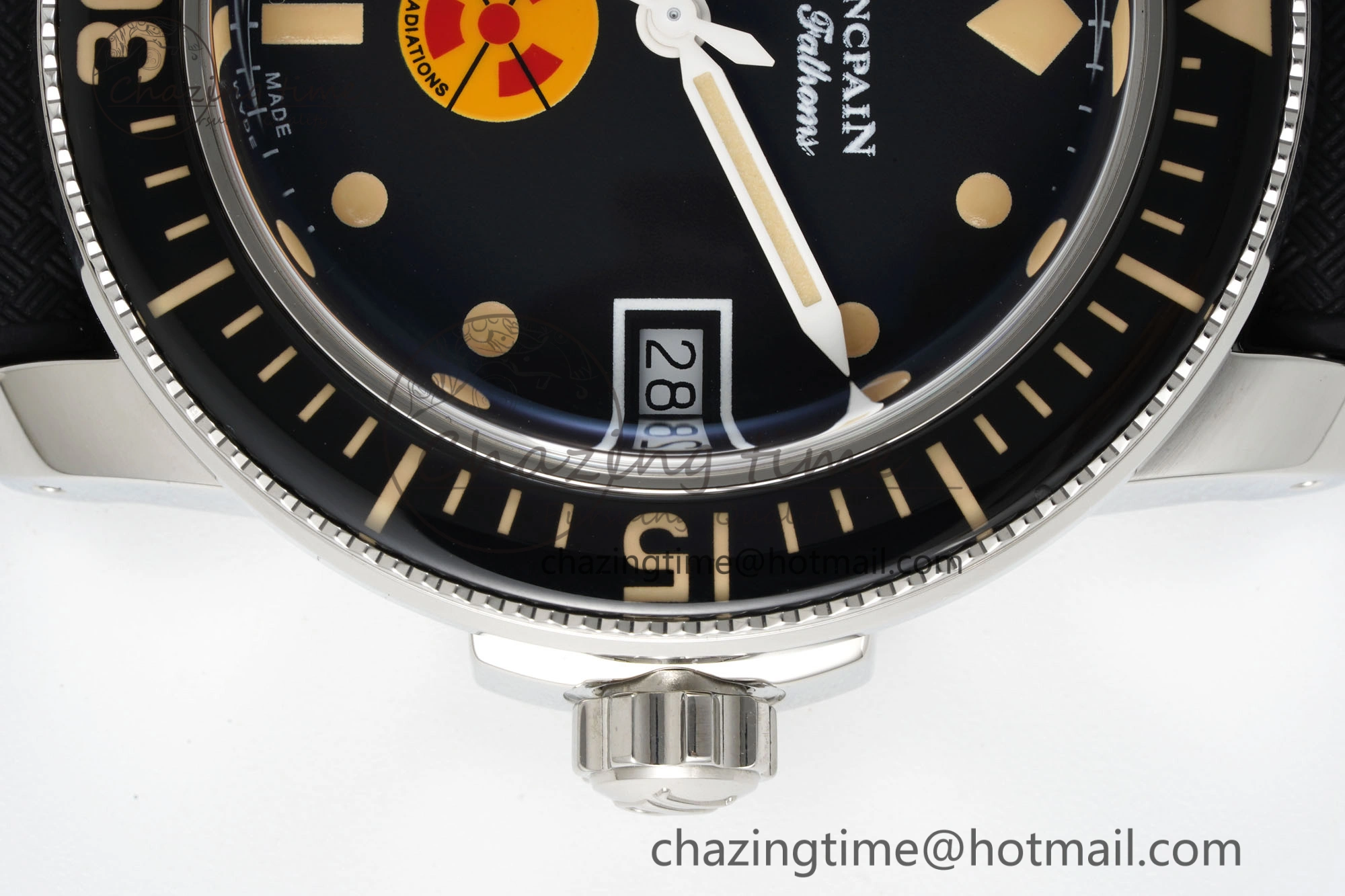 Fifty Fathoms 5008D No Rad SS 1:1 GSF Best Edition Black Dial on Black Rubber Strap A1151