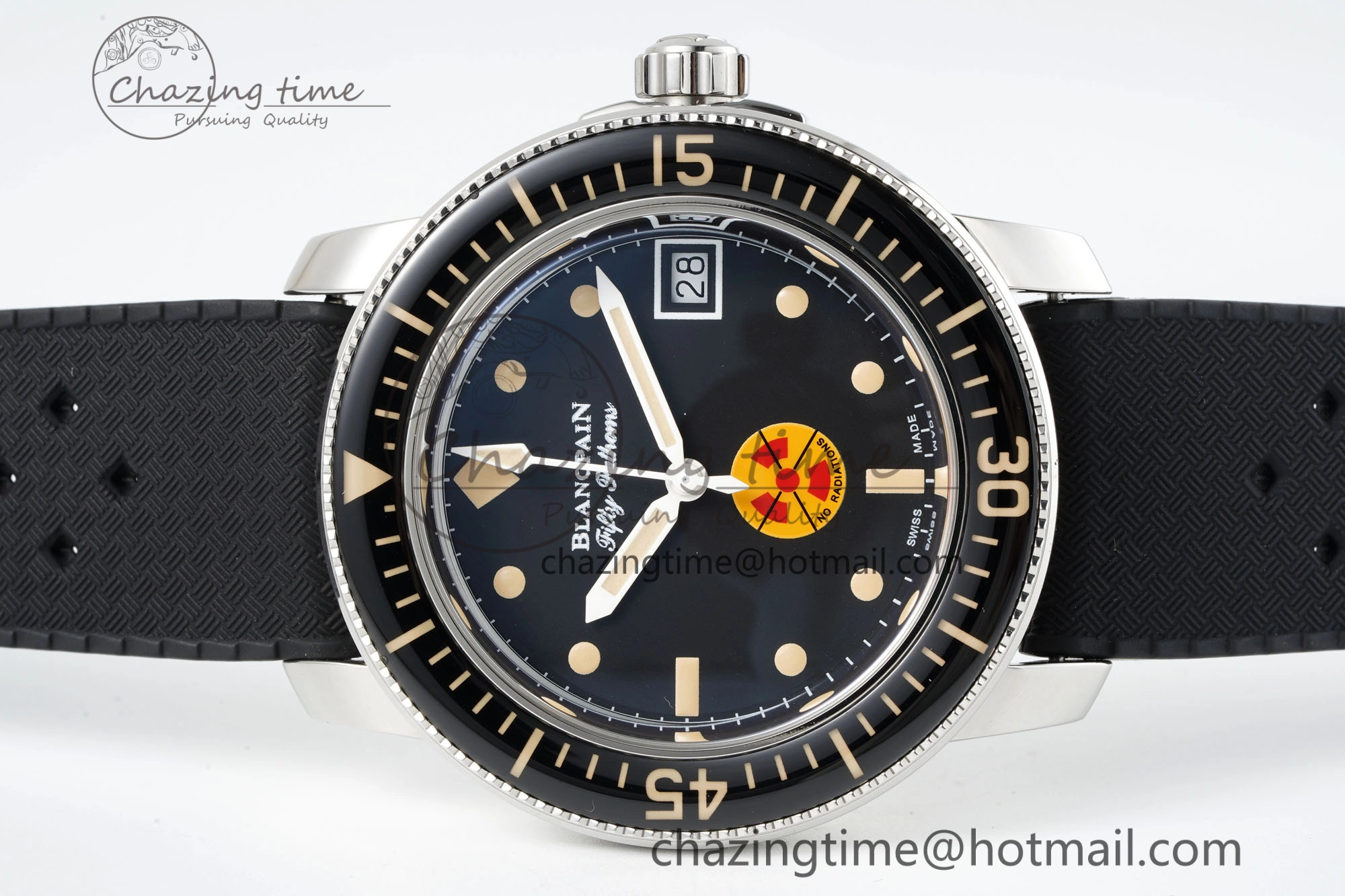 Fifty Fathoms 5008D No Rad SS 1:1 GSF Best Edition Black Dial on Black Rubber Strap A1151